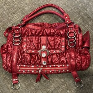 Red fashion satchel purse